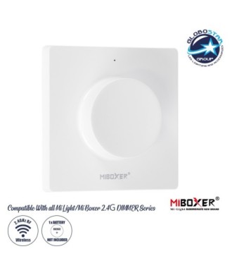 GloboStar® 71443 K1 Mi-BOXER Ασύρματο Επιτοίχιο Χειριστήριο Dimmer RF 2.4Ghz για όλα τα Μονόχρωμα Mi-BOXER Controller DC 3V 1 x CR2032 - IP20 Λευκό Μ8.5 x Π8.5 x Υ2.5cm - 5 Years Warranty